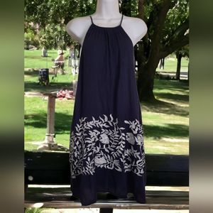 Lucky brand navy blue embroidered dress
